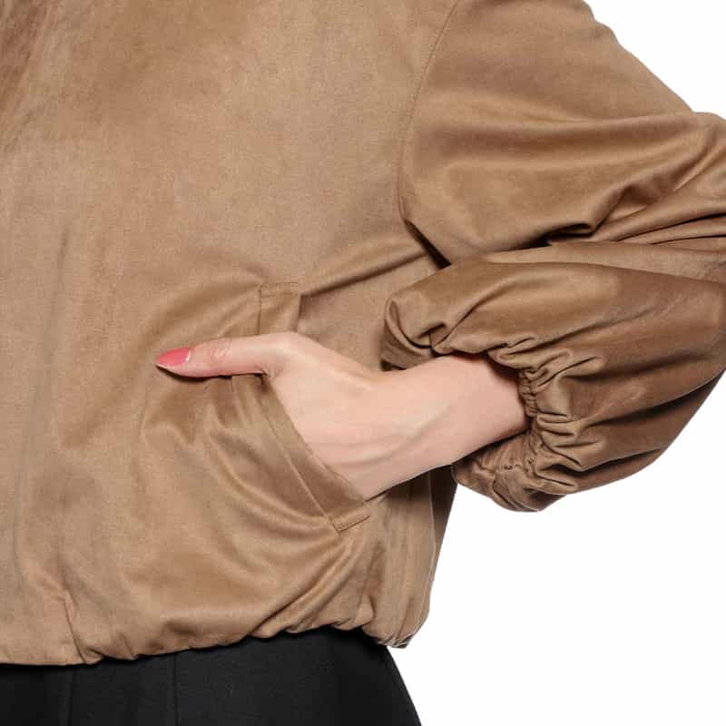 BARNEYS NEW YORK フェイクスエード素材 ジップアップブルゾン CAMEL