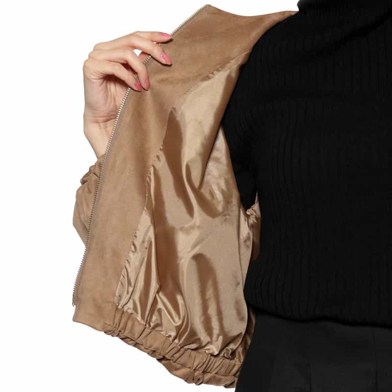 BARNEYS NEW YORK フェイクスエード素材 ジップアップブルゾン CAMEL