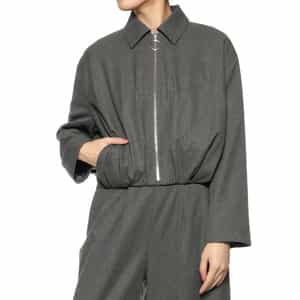 セットアップ ツイル素材 タックブルゾン