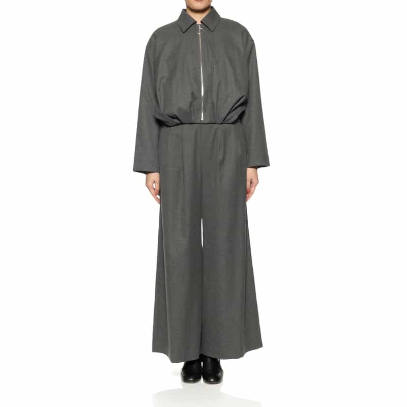 BARNEYS NEW YORK セットアップ ツイル素材 タックブルゾン GRAY