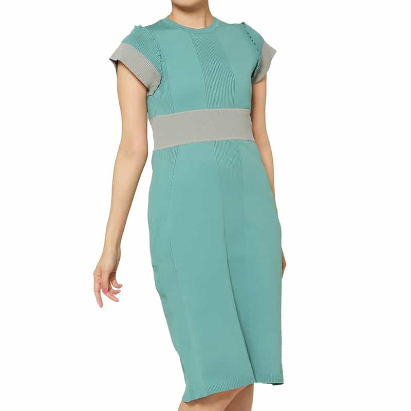 ウォッシャブル バイカラー ニットドレス