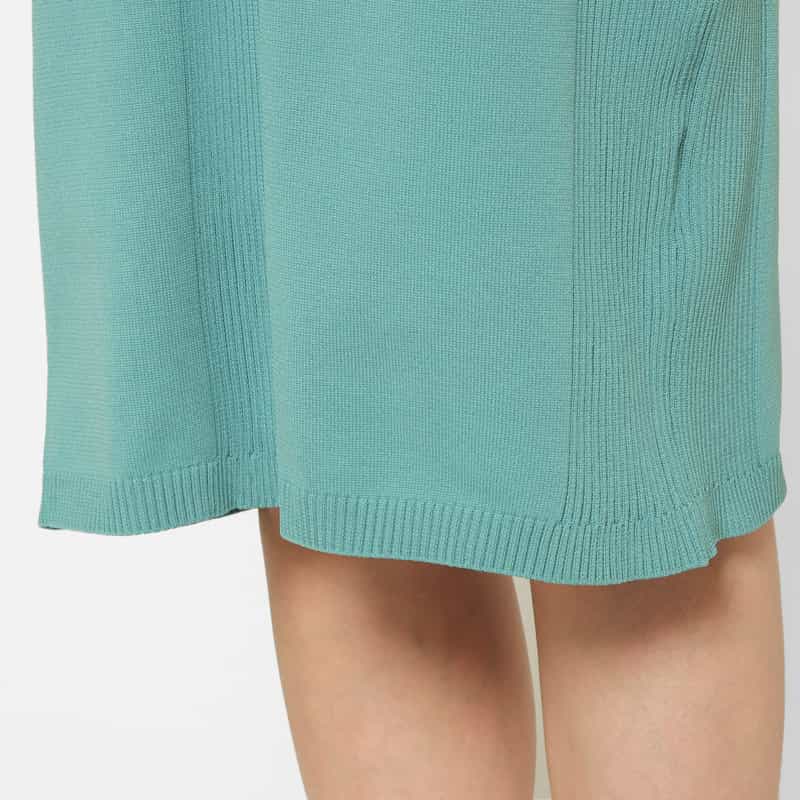 BARNEYS NEW YORK ウォッシャブル バイカラー ニットドレス BLUE GREEN