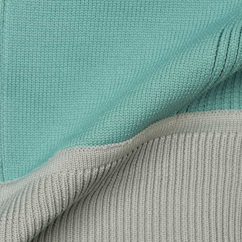 BARNEYS NEW YORK ウォッシャブル バイカラー ニットドレス BLUE GREEN