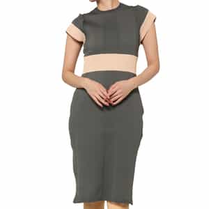 ウォッシャブル バイカラー ニットドレス