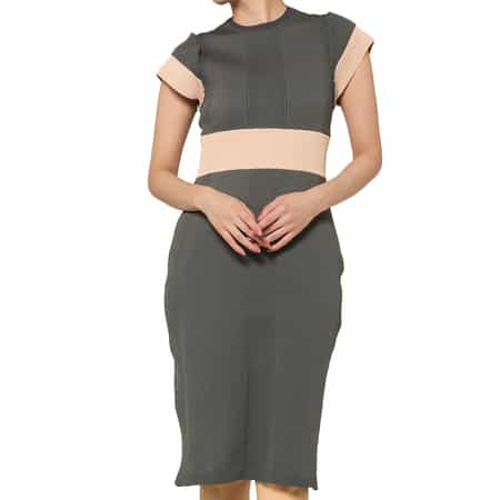 ウォッシャブル バイカラー ニットドレス