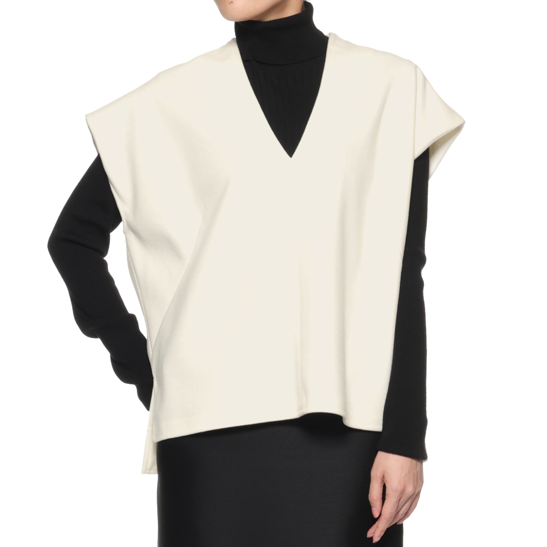 セットアップ ジャージー素材Vネックノースリーブプルオーバー