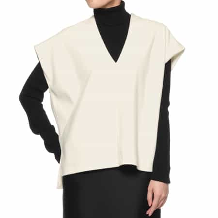 セットアップ ジャージー素材Vネックノースリーブプルオーバー