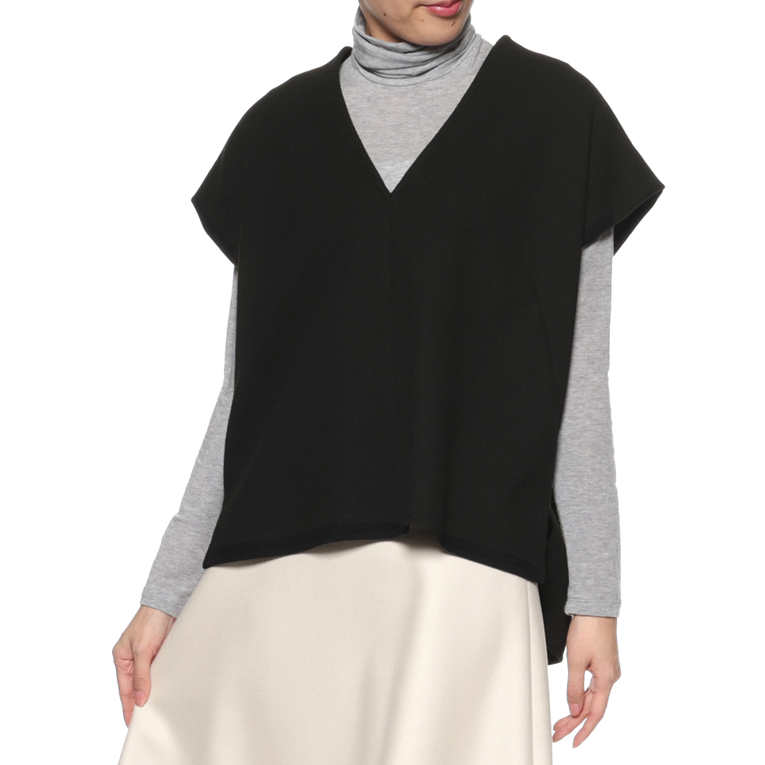 セットアップ ジャージー素材Vネックノースリーブプルオーバー