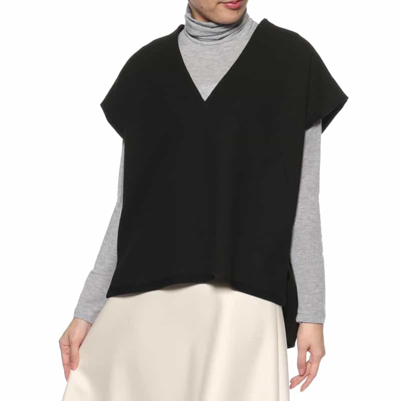 セットアップ ジャージー素材Vネックノースリーブプルオーバー