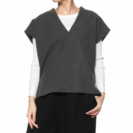 セットアップ ジャージー素材Vネックノースリーブプルオーバー