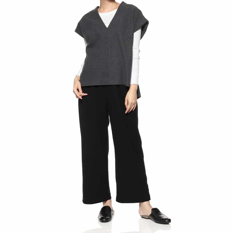 BARNEYS NEW YORK セットアップ ジャージー素材Vネックノースリーブプルオーバー GRAY