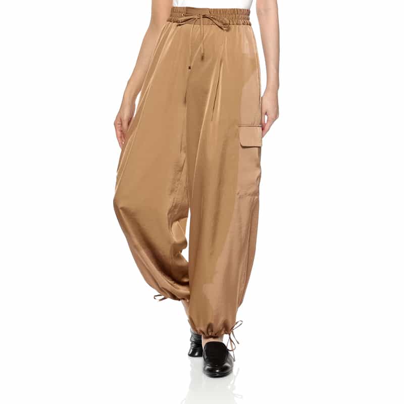 BARNEYS NEW YORK ウォッシャブル ドローストリング カーゴパンツ CAMEL