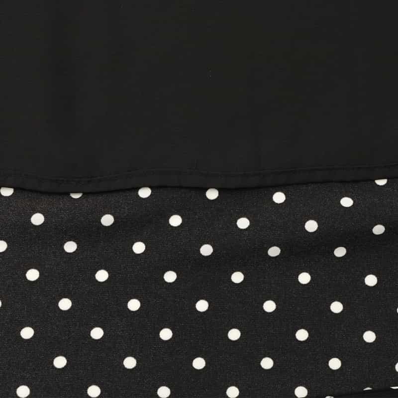 BARNEYS NEW YORK ウォッシャブル 異素材コンビネーションドット柄ドレス BLACK