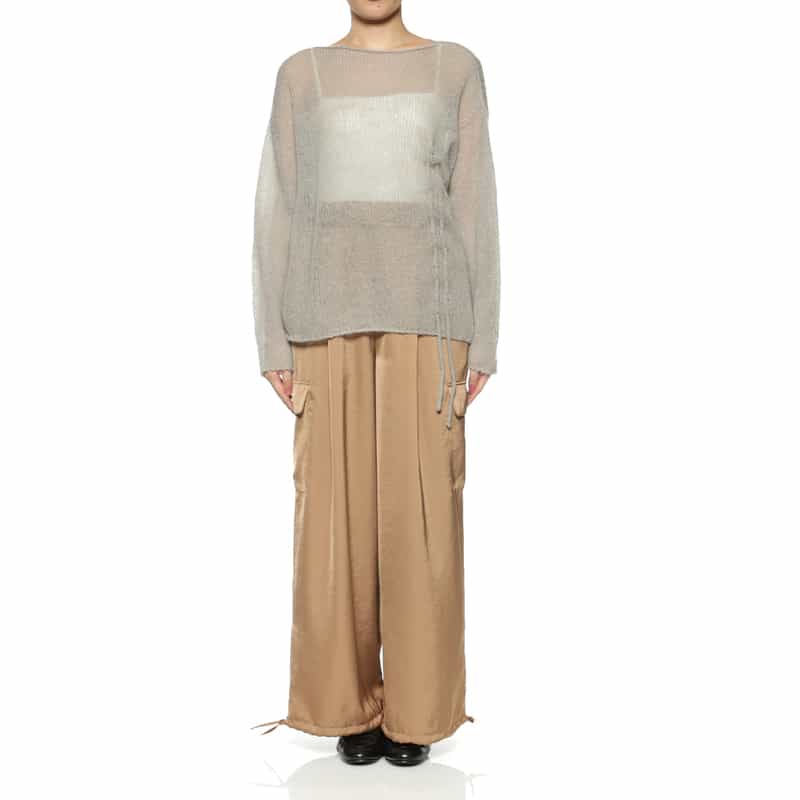 BARNEYS NEW YORK ウォッシャブル シャーリングデザイン シアーニットプルオーバー BEIGE