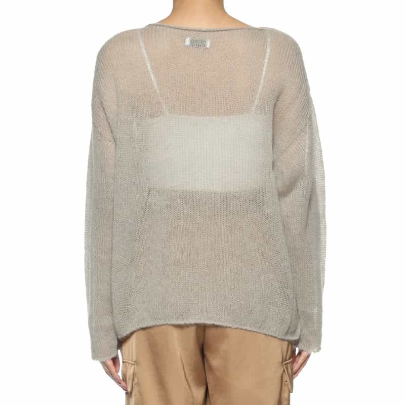 BARNEYS NEW YORK ウォッシャブル シャーリングデザイン シアーニットプルオーバー BEIGE