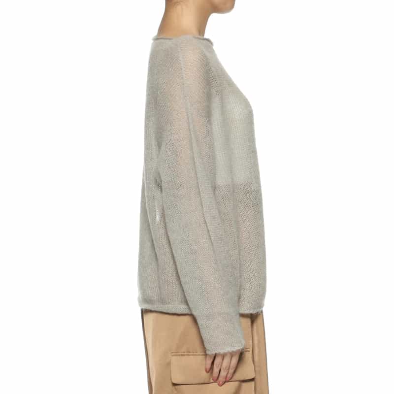 BARNEYS NEW YORK ウォッシャブル シャーリングデザイン シアーニットプルオーバー BEIGE