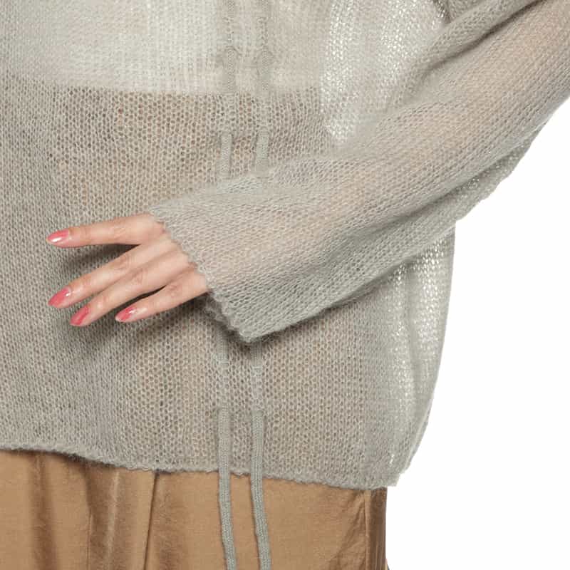 BARNEYS NEW YORK ウォッシャブル シャーリングデザイン シアーニットプルオーバー BEIGE