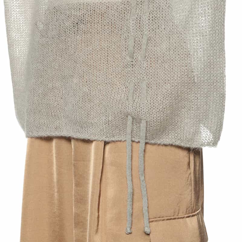 BARNEYS NEW YORK ウォッシャブル シャーリングデザイン シアーニットプルオーバー BEIGE