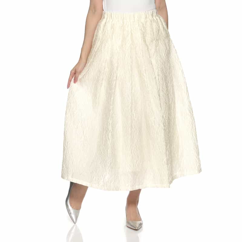 ウォッシャブル ジャカード素材 シャイニータックフレア スカート