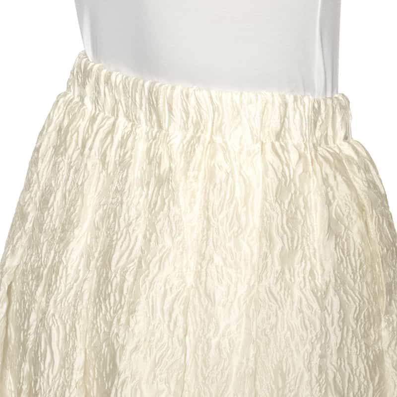 BARNEYS NEW YORK ウォッシャブル ジャカード素材 シャイニータックフレア スカート WHITE