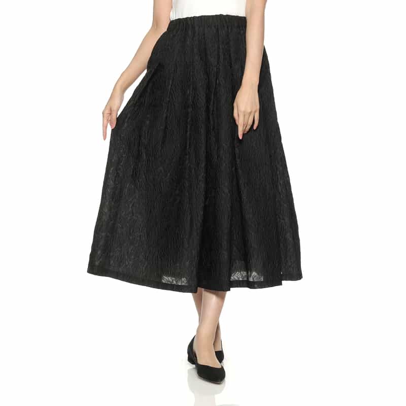 ウォッシャブル ジャカード素材 シャイニータックフレア スカート