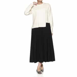 ニット×布帛 コンビネーション アシンメトリーデザインドレス