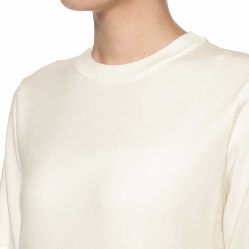 BARNEYS NEW YORK ニット×布帛 コンビネーション アシンメトリーデザインドレス WHITE