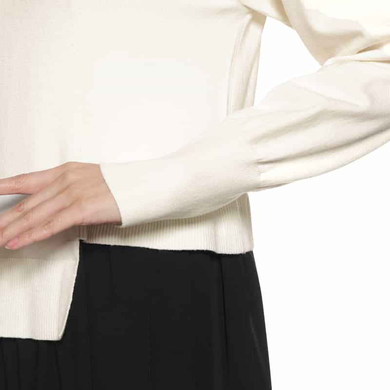 BARNEYS NEW YORK ニット×布帛 コンビネーション アシンメトリーデザインドレス WHITE