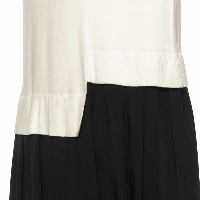 BARNEYS NEW YORK ニット×布帛 コンビネーション アシンメトリーデザインドレス WHITE