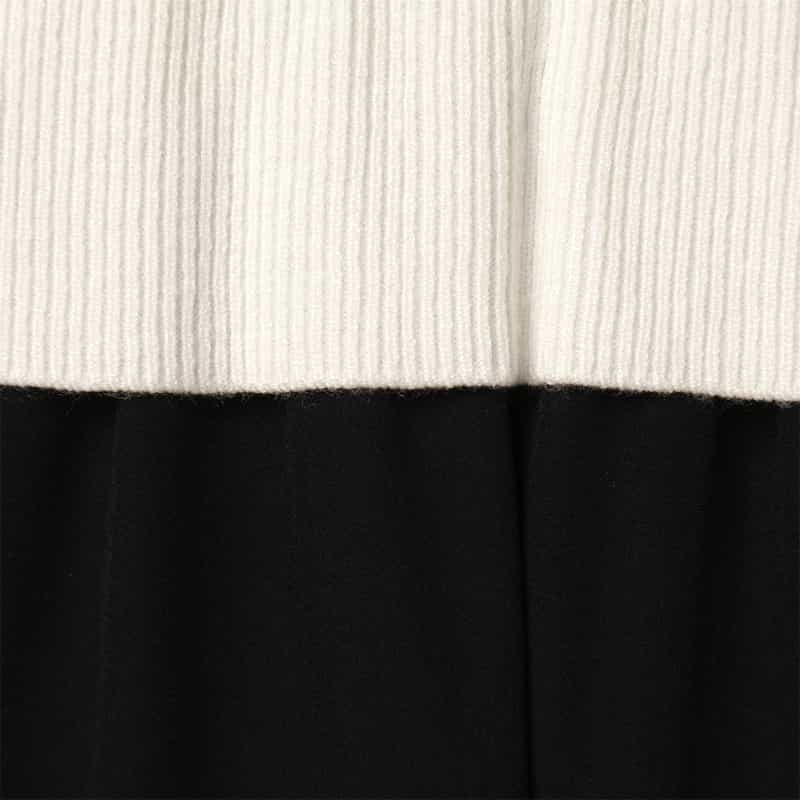 BARNEYS NEW YORK ニット×布帛 コンビネーション アシンメトリーデザインドレス WHITE