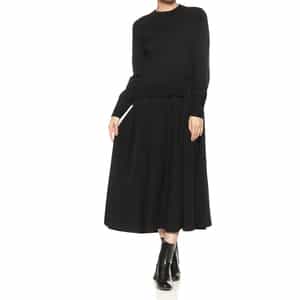 ニット×布帛 コンビネーション アシンメトリーデザインドレス