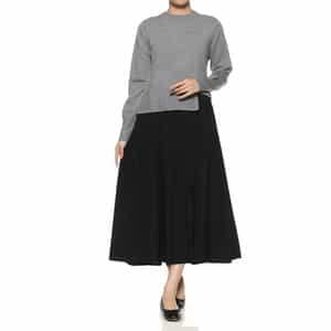 ニット×布帛 コンビネーション アシンメトリーデザインドレス