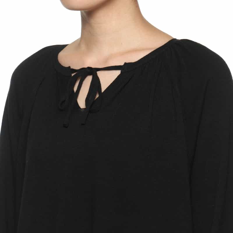 BARNEYS NEW YORK ウォッシャブル バルーンスリーブ ニットドレス BLACK