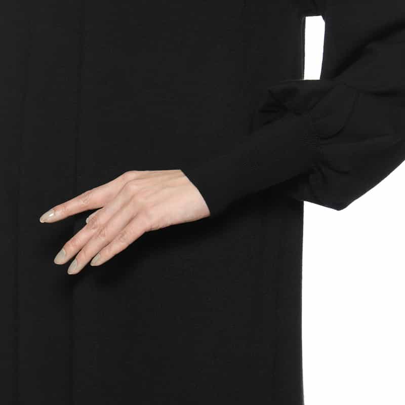 BARNEYS NEW YORK ウォッシャブル バルーンスリーブ ニットドレス BLACK