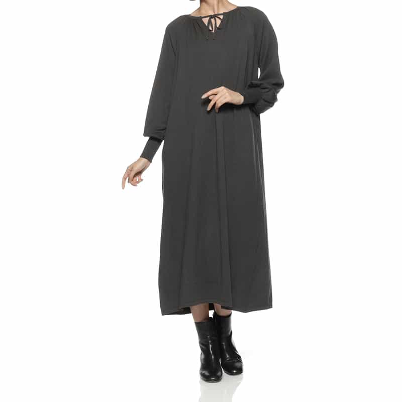 ウォッシャブル バルーンスリーブ ニットドレス