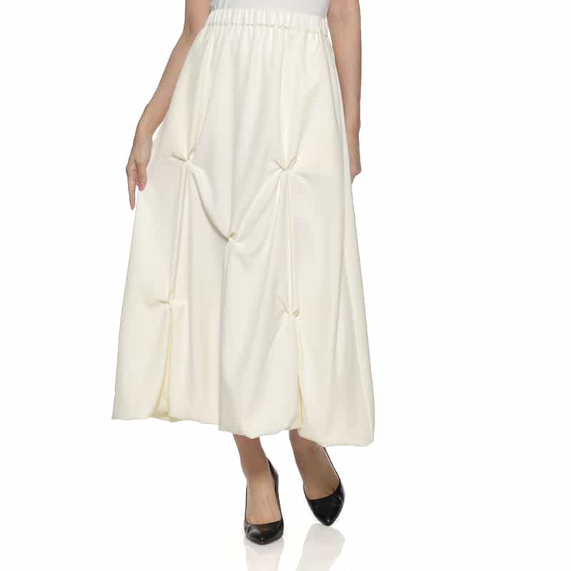 BARNEYS NEW YORK ウォッシャブル ツイストデザイン バルーンスカート WHITE