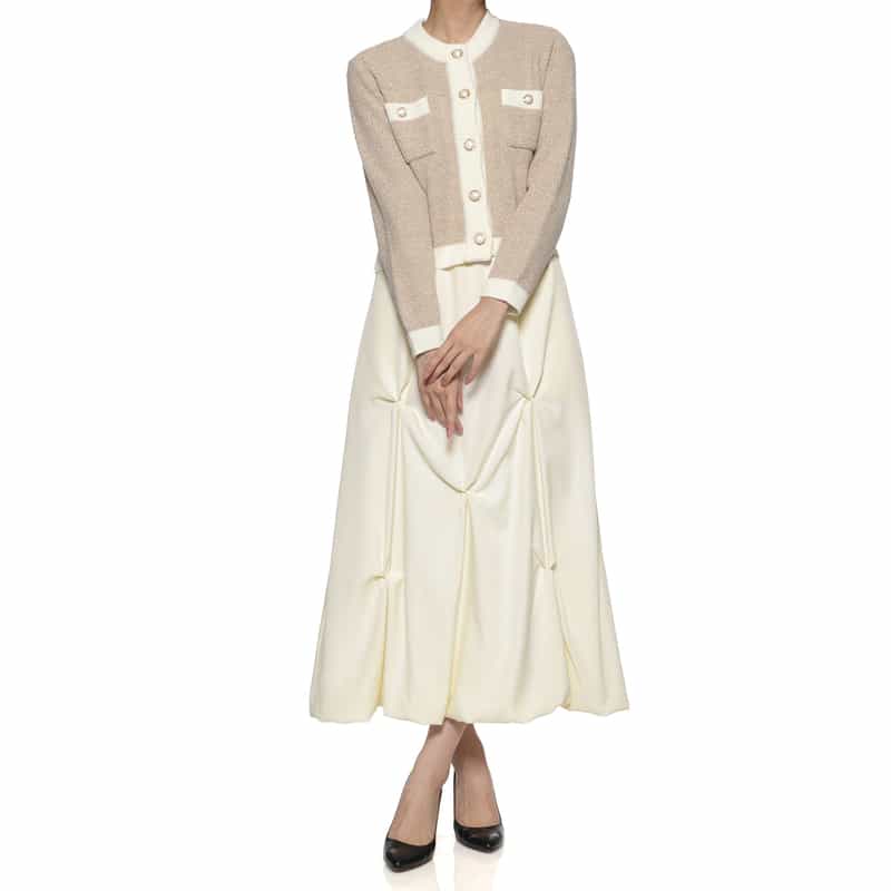 BARNEYS NEW YORK ウォッシャブル ツイストデザイン バルーンスカート WHITE