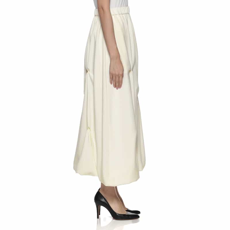 BARNEYS NEW YORK ウォッシャブル ツイストデザイン バルーンスカート WHITE