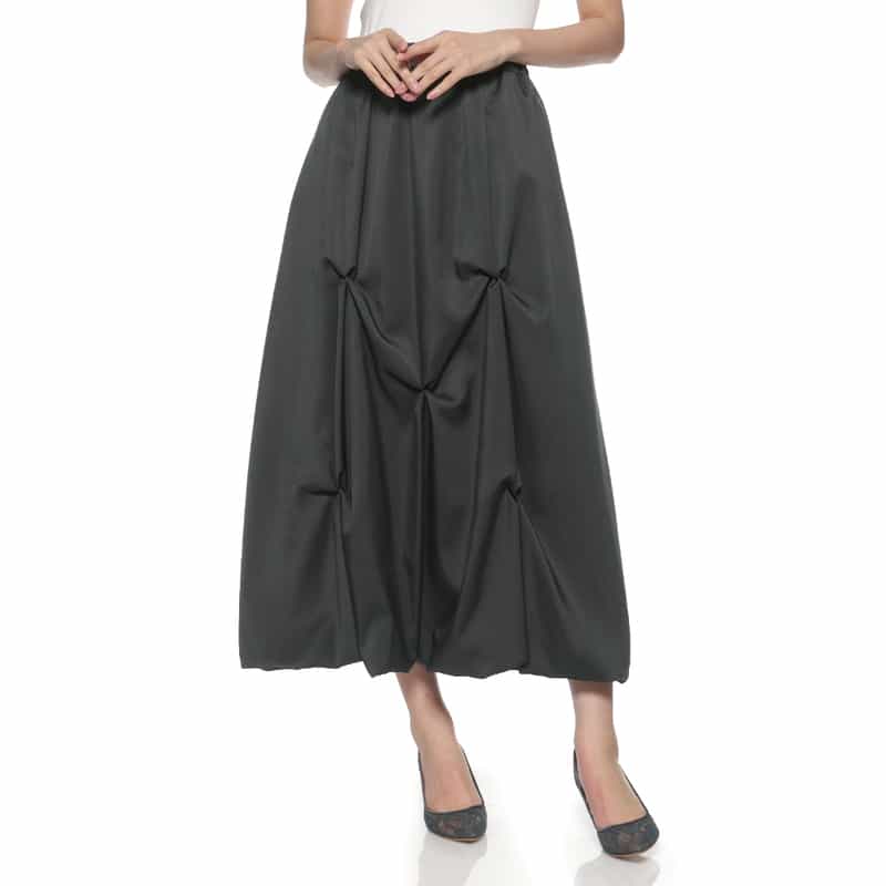 BARNEYS NEW YORK ウォッシャブル ツイストデザイン バルーンスカート DARK GRAY
