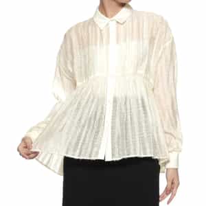 ウォッシャブル フレアシャギー素材ギャザーブラウス