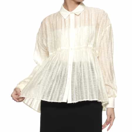 ウォッシャブル フレアシャギー素材ギャザーブラウス