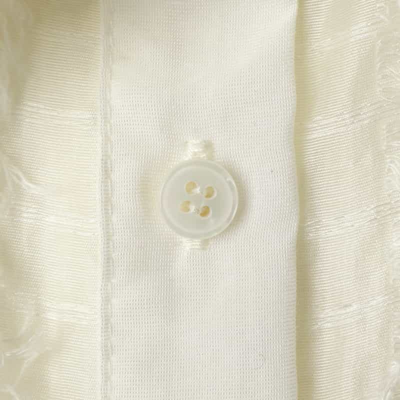 BARNEYS NEW YORK ウォッシャブル フレアシャギー素材ギャザーブラウス WHITE