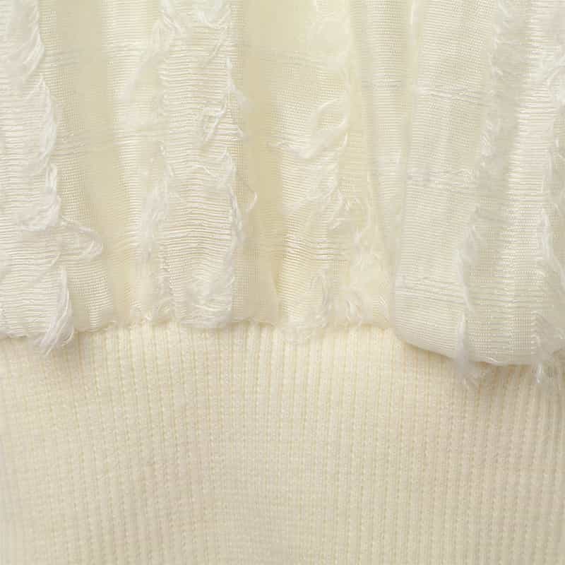 BARNEYS NEW YORK ウォッシャブル フレアシャギー素材ギャザーブラウス WHITE