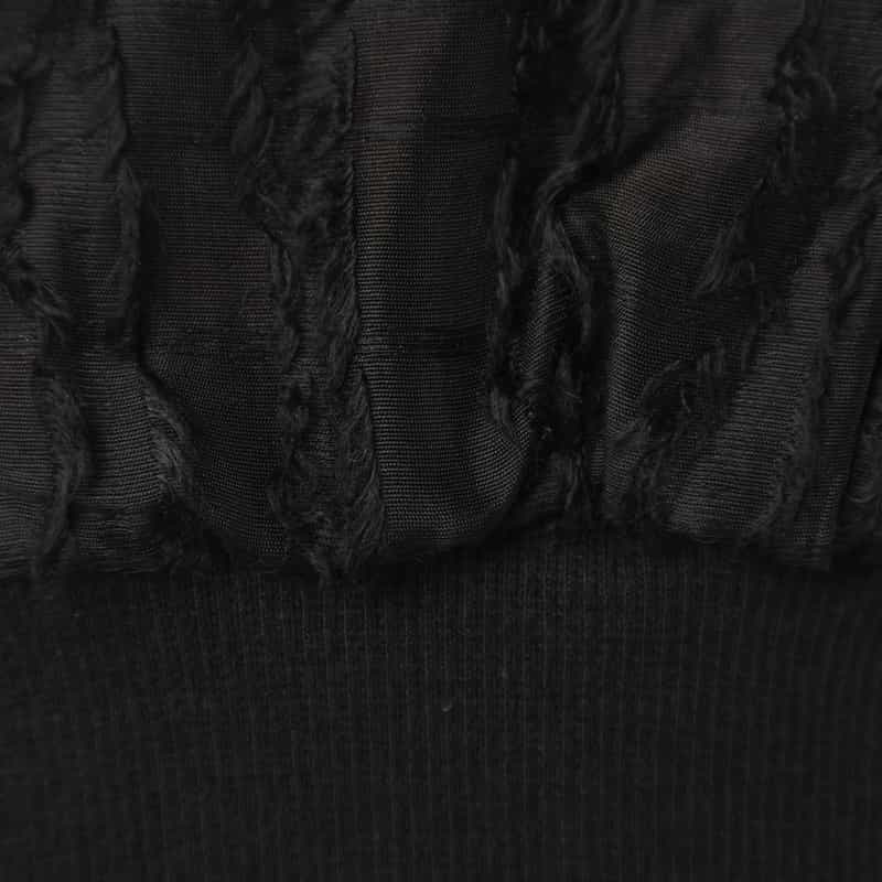 BARNEYS NEW YORK ウォッシャブル フレアシャギー素材ギャザーブラウス BLACK