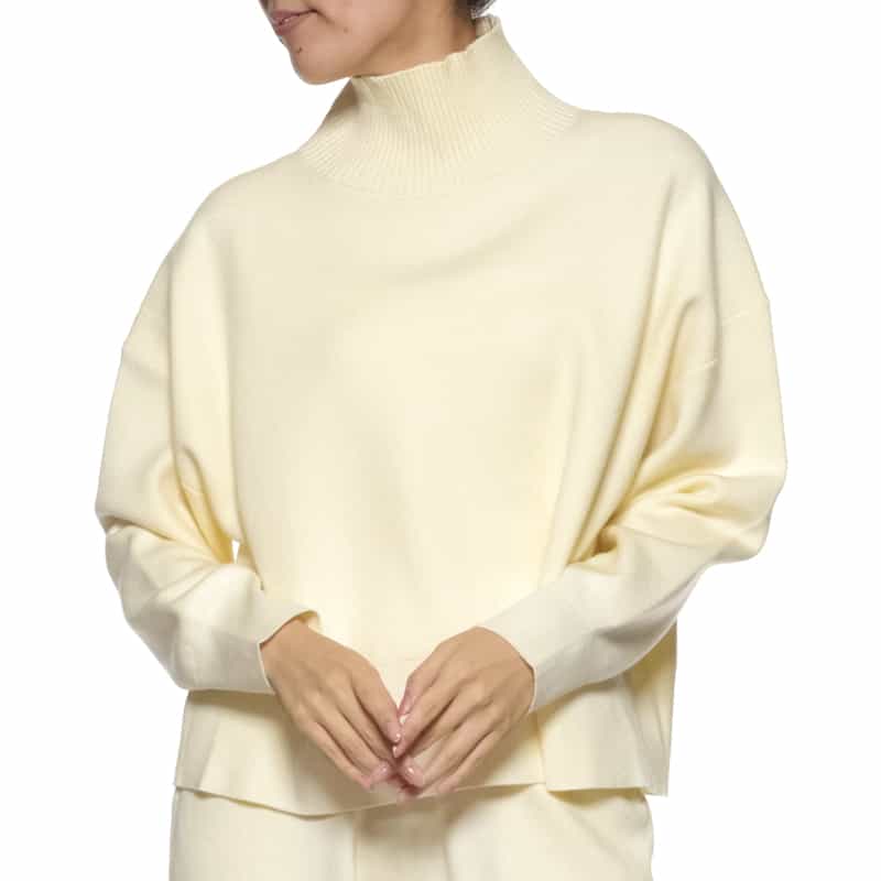 BARNEYS NEW YORK セットアップ ウォッシャブル ハイネックニットプルオーバー IVORY