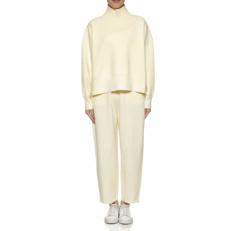 BARNEYS NEW YORK セットアップ ウォッシャブル ハイネックニットプルオーバー IVORY