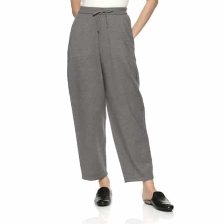 セットアップ ウォッシャブル カーブデザインニットパンツ