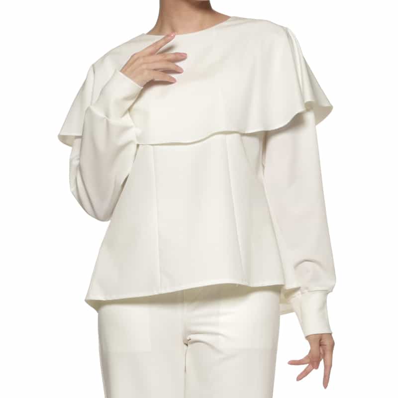 BARNEYS NEW YORK セットアップ ウォッシャブル デザインカラーブラウス WHITE