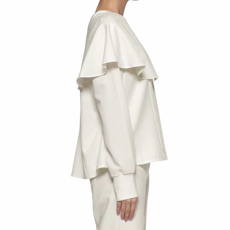 BARNEYS NEW YORK セットアップ ウォッシャブル デザインカラーブラウス WHITE