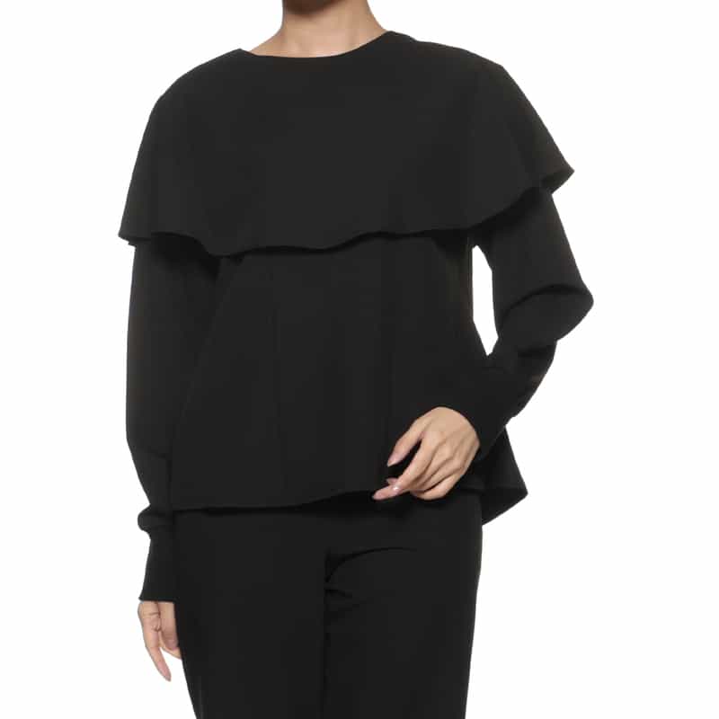 BARNEYS NEW YORK セットアップ ウォッシャブル デザインカラーブラウス BLACK